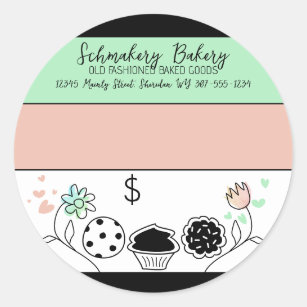 Baked goods bakery pastry chef product pricing classic round sticker
