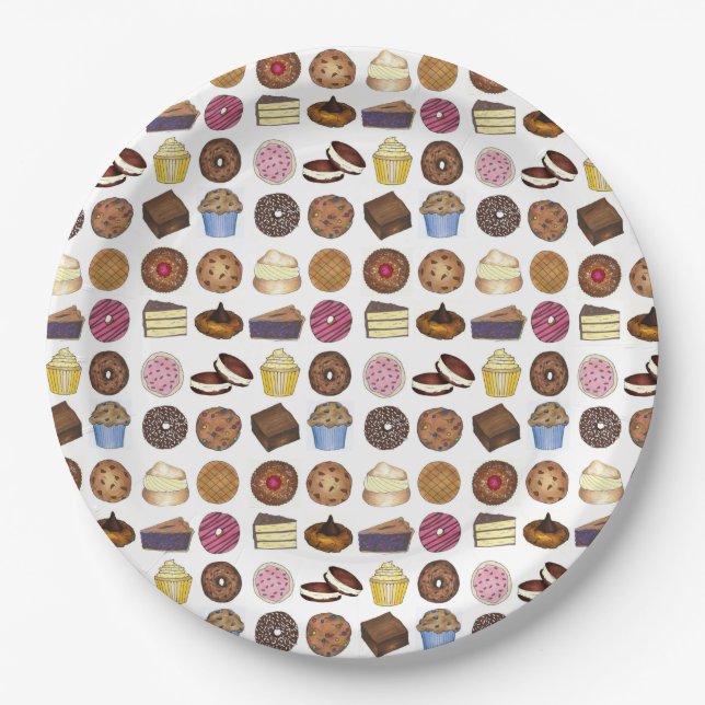 Baked Goods Foodie Muffin Cake Whoopie Pie Cupcake Paper Plate (Front)