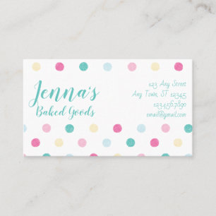 Baked Goods Fun Colourful Dot Pattern Custom Business Card