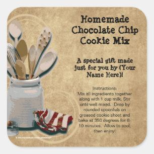 Baked Goods or Mix Gift Jar Labels, Personalised Square Sticker