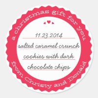 Baked Goods Round Gift Label Sticker Circle Cherry