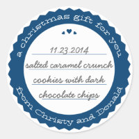 Baked Goods Round Gift Label Sticker Circle Navy