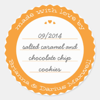 Baked Goods Round Gift Label Sticker Circle Orange