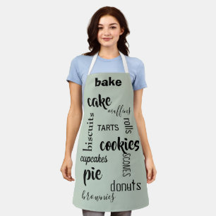Baked Goods Words Green Kitchen Apron