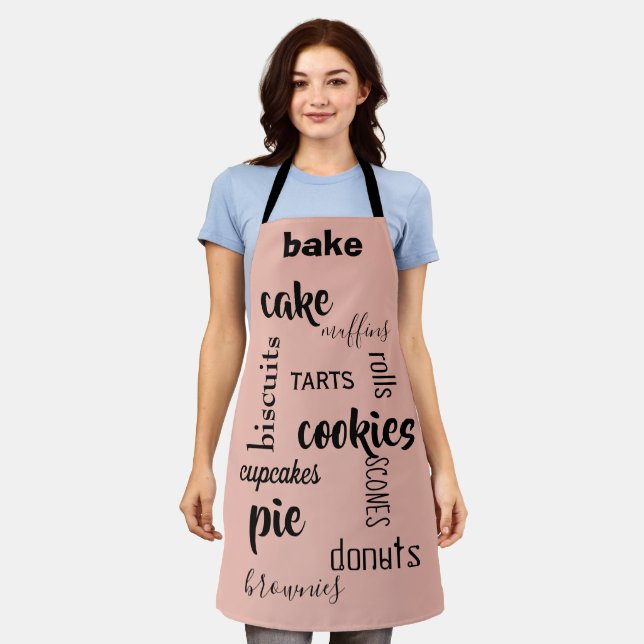 Baked Goods Words Peach Kitchen Apron (Worn)