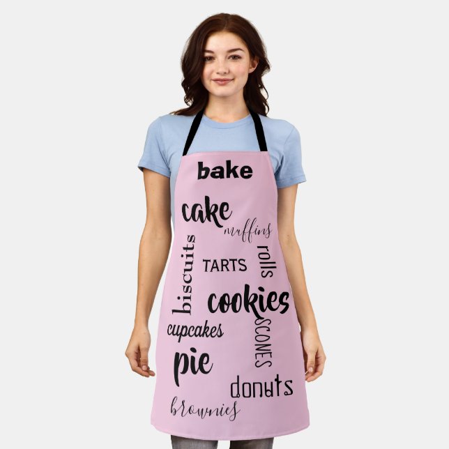 Baked Goods Words Pink Kitchen Apron (Worn)