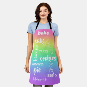 Baked Goods Words Rainbow Kitchen Apron