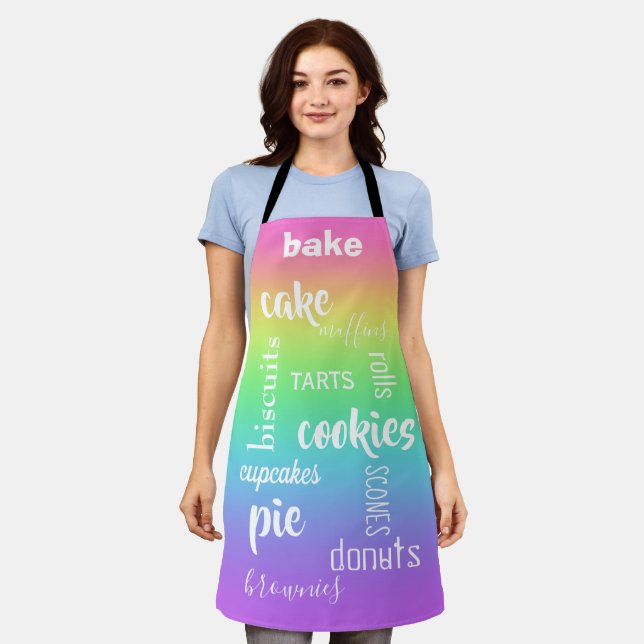Baked Goods Words Rainbow Kitchen Apron (Worn)