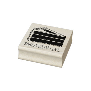 Baked Made with Love Carrot Cake Slice Baking Food Rubber Stamp