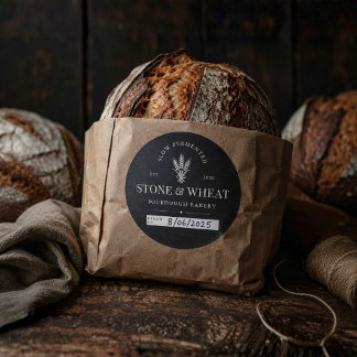 Baked On Artisan Sourdough Bakery Packaging Classic Round Sticker