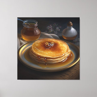 baked pancakes served on a stunnig platter canvas print
