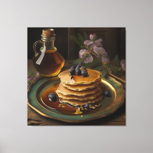 baked pancakes served on a stunnig platter  canvas print