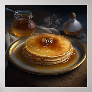 baked pancakes served on a stunnig platter poster