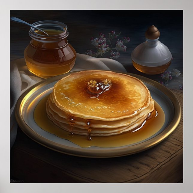 baked pancakes served on a stunnig platter poster (Front)