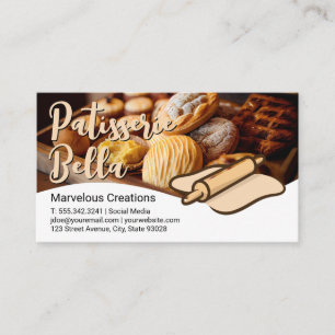 Baked Pastries   Rolling Pin and Dough Business Ca Card