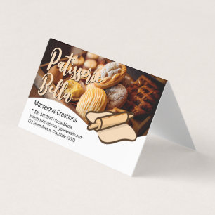 Baked Pastries Rolling Pin and Dough Business Card