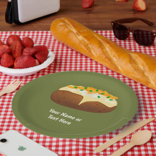 Baked Potato in Skin - Cheese & Chive - add text Paper Plate