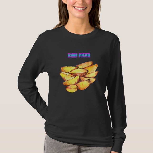 Baked Potato Vegetable Potatoes Funny T-Shirt (Front)