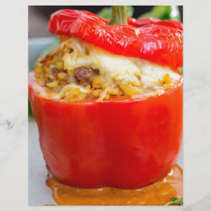 Baked stuffed peppers with meat sauce and cheese