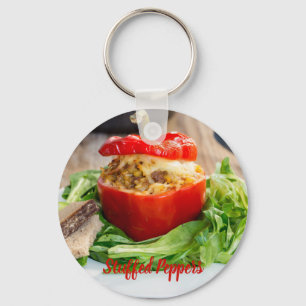 Baked Stuffed Peppers with meat sauce and cheese M Key Ring
