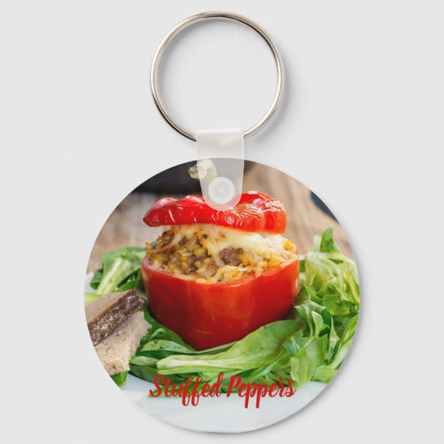 Baked Stuffed Peppers with meat sauce and cheese M Key Ring (Front)