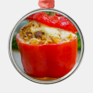 Baked stuffed peppers with meat sauce and cheese metal tree decoration