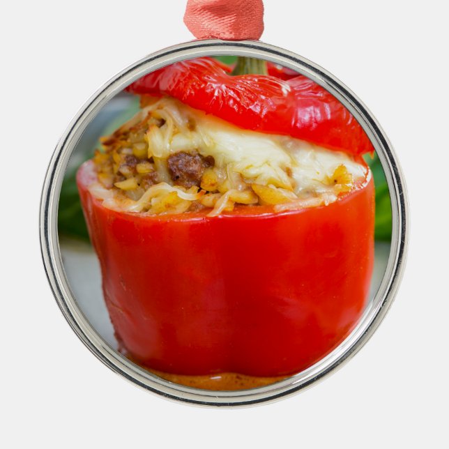 Baked stuffed peppers with meat sauce and cheese metal tree decoration (Front)