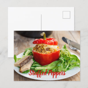 Baked Stuffed Peppers with meat sauce and cheese Postcard