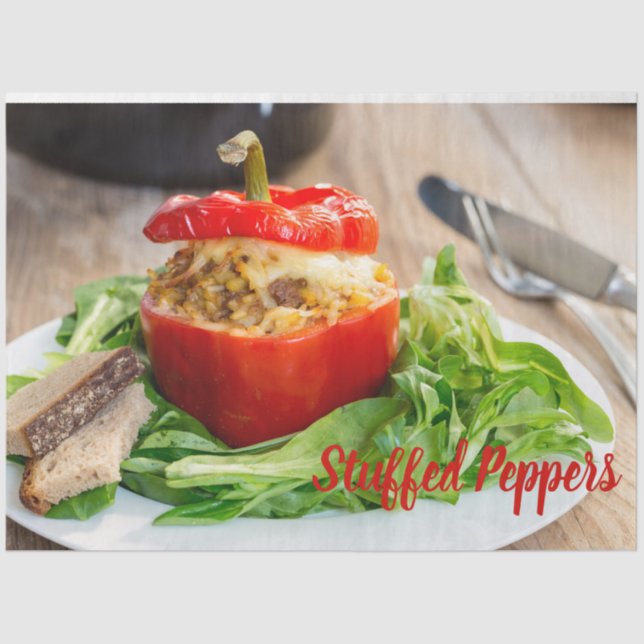 Baked Stuffed Peppers with meat sauce and cheese Tissue Paper (Front)