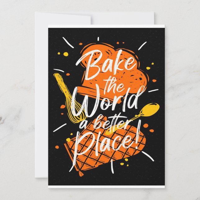 Baked the world funny quote| cooking lover gift holiday card (Front)