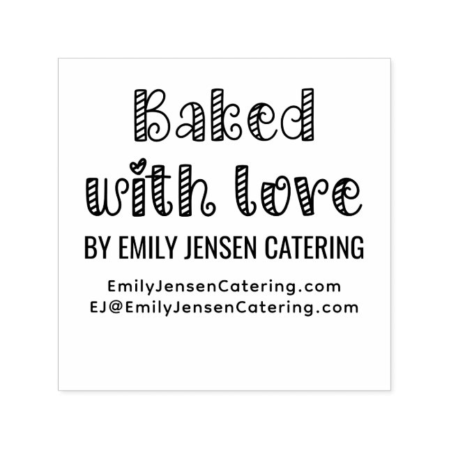 Baked with Love #2 Business Name Website URL Self-inking Stamp (Design)