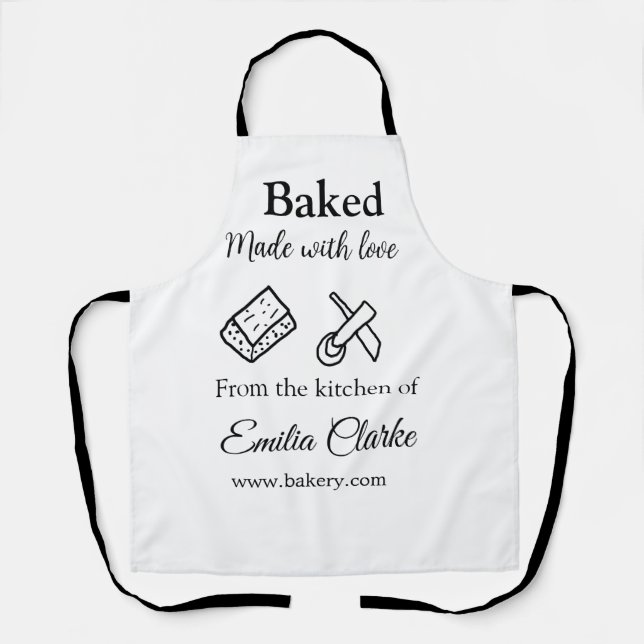 Baked with love bakery business add name texture l apron (Front)