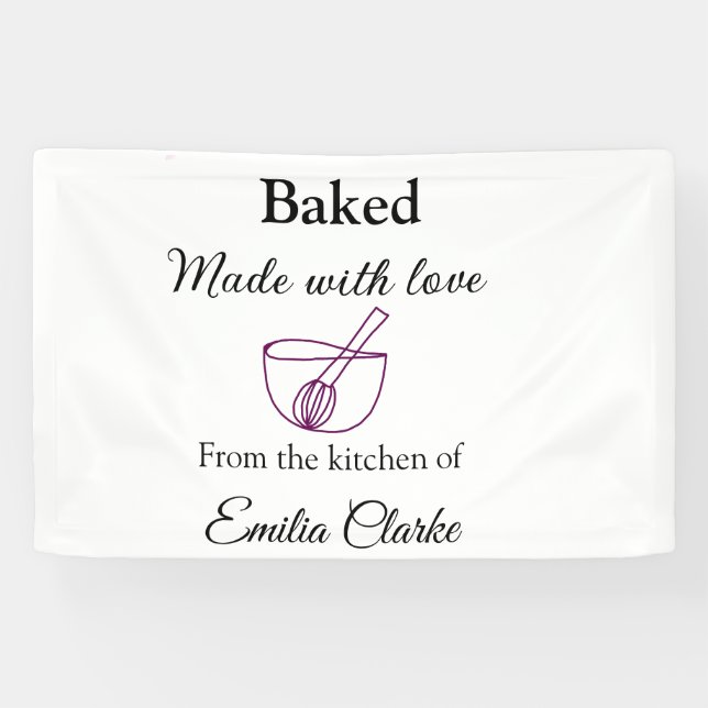 Baked with love bakery business add name texture l banner (Horizontal)