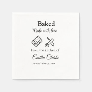 Baked with love bakery business add name texture l napkin