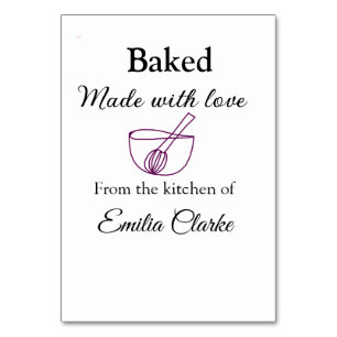 Baked with love bakery business add name texture l table number