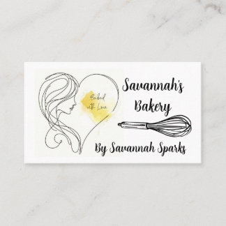 Baked With Love Black & White Bakery Business Card