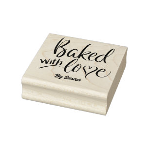 Baked with Love Brush Calligraphy Rubber Stamp