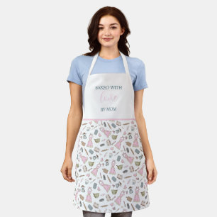 Baked With Love By Mum-Cute Baking Pattern Gift Apron