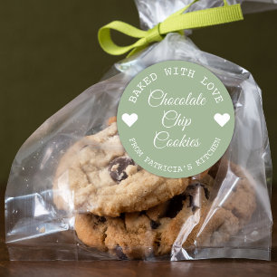 Baked With Love Choco Cookies Green And White  Classic Round Sticker