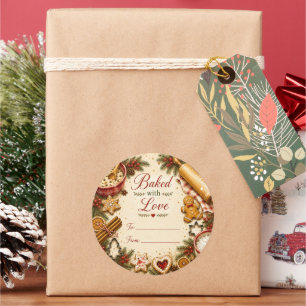 Baked With Love Christmas Cookie Box Sticker