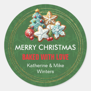 Baked With Love Christmas Cookie Classic Round Sticker