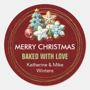 Baked With Love Christmas Cookie Classic Round Sticker