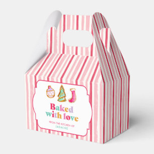 Baked with Love Christmas Cookie Personalised Pink Favour Box