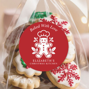 Baked With Love Christmas Kitchen Classic Round Sticker