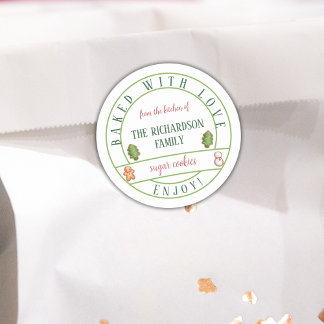 Baked with Love Christmas Watercolor Cookies  Classic Round Sticker