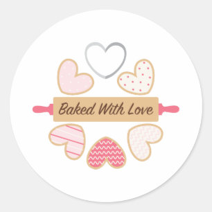 Baked With Love Classic Round Sticker