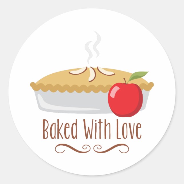 Baked With Love Classic Round Sticker (Front)