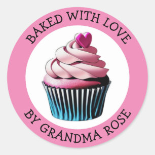 Baked with Love Cupcake Personalised Food Labels