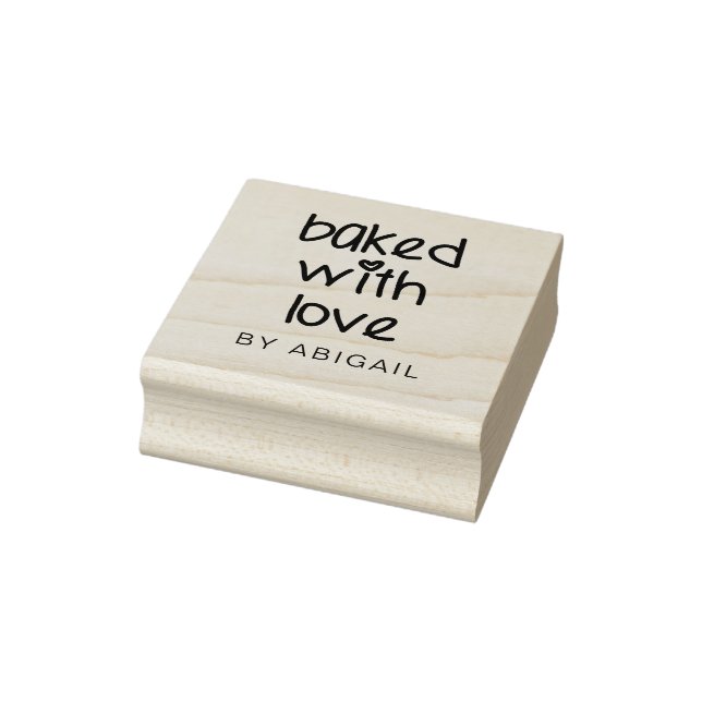 Baked with Love - Cute Typography Personalised Rubber Stamp (Stamp)