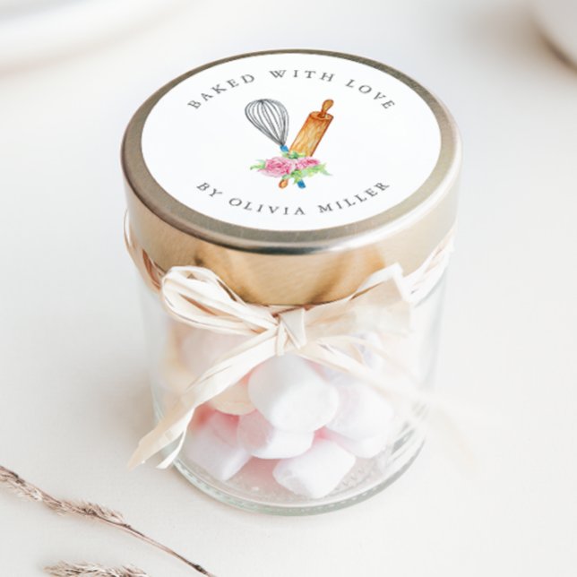 Baked With Love Elegant Pink Flower Pastry Sticker (Creator Uploaded)
